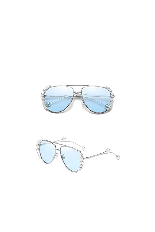 NIUASH Lunettes de Soleil polarisées Lunettes de Soleil Oculos De Sol Vintage Femmes Lunettes de Soleil Perle Décoration Meta
