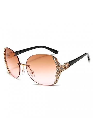 HCHES Lunettes de soleil surdimensionnées sans monture Vintage lunettes de soleil diamant femmes Punk lunettes de soleil dame