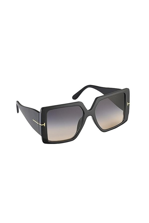 HCHES Lunettes de soleil carrées vintage femmes rétro surdimensionnées lunettes de soleil pour dames dégradé miroir lunettes,