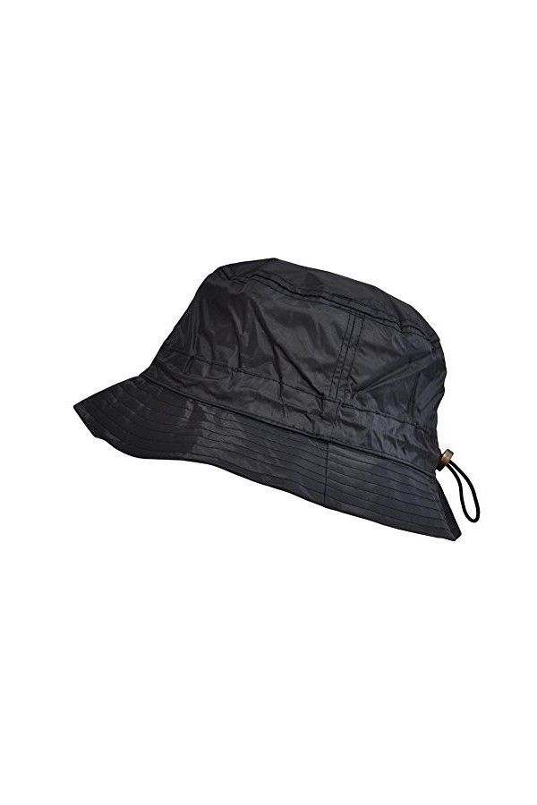 TOUTACOO, Bob de Pluie, Chapeau de Pluie, Ajustable, Aspect Nylon 01-Noir, Small 