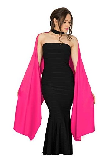 BlackButterfly Etole Châle Wrap en satin pour mariage, bal de promo, soirée Bordeau, Taille unique 