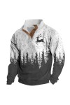 Briskorry Sweat-shirt de Noël pour homme - Couleur unie - Col montant - Bouton patchwork - Manteau classique - Automne - Hive
