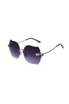 HPIRME Lunettes de soleil sans monture surdimensionnées femmes sculptent des fleurs lunettes de soleil UV400 lunettes Lady Sh