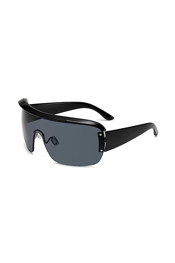 HCHES Lunettes de soleil de sport femmes une pièce masque surdimensionné forme visière lunettes de soleil hommes lunettes cou