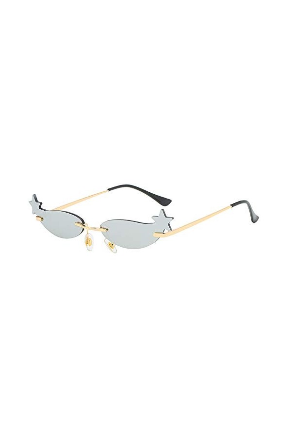 QINGZHOU Lunettes de Soleil,Lunettes de soleil personnalité métal femme monture multicolore lunettes lunettes de soleil, floc