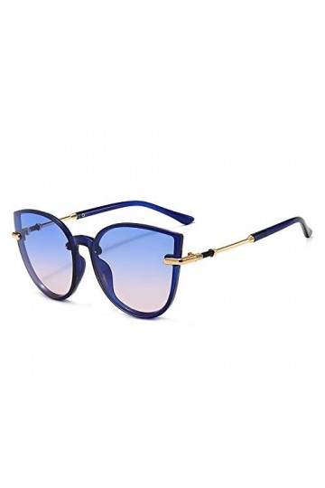 QINGZHOU Lunettes De Soleil,Lunettes De Soleil Œil De Chat Personnalisé Lunettes De Soleil Sauvages Femmes, Cadre Bleu Poudre