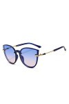 QINGZHOU Lunettes De Soleil,Lunettes De Soleil Œil De Chat Personnalisé Lunettes De Soleil Sauvages Femmes, Cadre Bleu Poudre