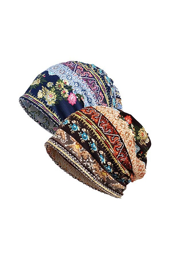 WELROG Chapeau de Chimio Femmes Bonnet Foulard en Dentelle Super Doux Souple Turban Couvre-Chef Head Wraps Sleep Caps pour Le
