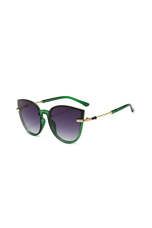 QINGZHOU Lunettes De Soleil,Lunettes De Soleil Œil De Chat Personnalisé Lunettes De Soleil Sauvages Femmes, Cadre Vert Double