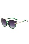 QINGZHOU Lunettes De Soleil,Lunettes De Soleil Œil De Chat Personnalisé Lunettes De Soleil Sauvages Femmes, Cadre Vert Double