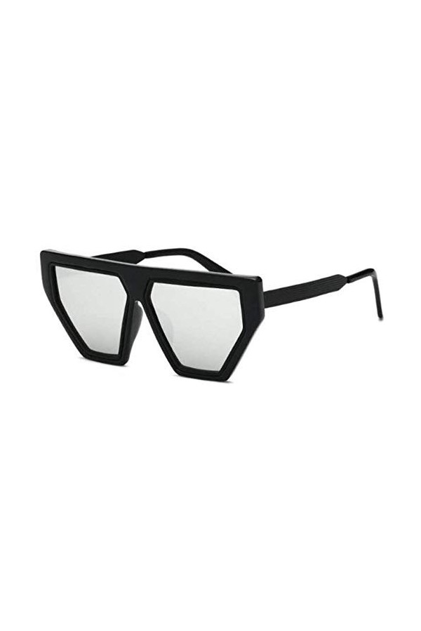 ZYIZEE Lunettes de Soleil Lunettes de Soleil Miroir Plat Unisexe Nuances Hommes Cool Punk Lunettes Grand Cadre Femmes rétro L
