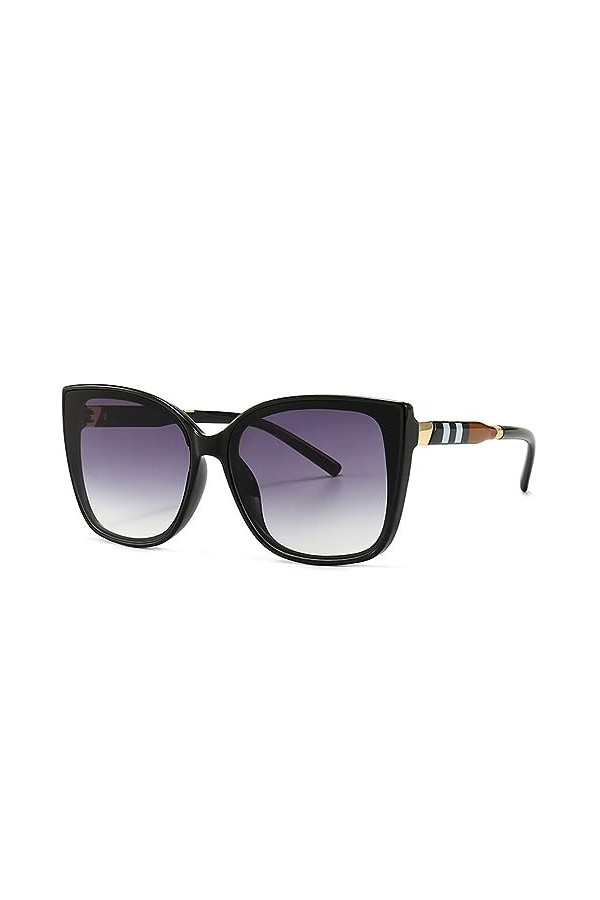 Lunettes de soleil Vintage Square Cat Eye Stripe Hommes Femmes Lunettes, 1, Taille unique