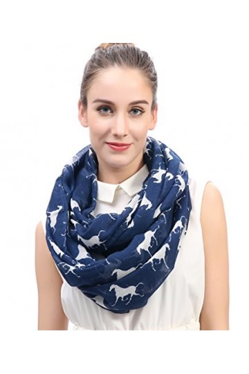Lina & Lily écharpe tube imprimé cheval Bleu 