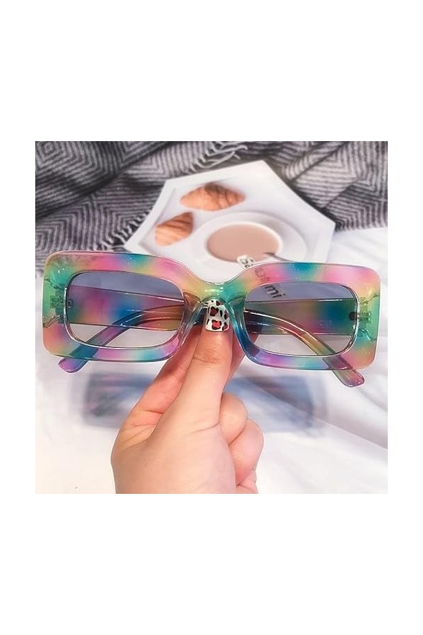 Lunettes de soleil à la mode Lunettes de soleil polarisées Petites lunettes de soleil carrées arc-en-ciel for femmes Lunettes