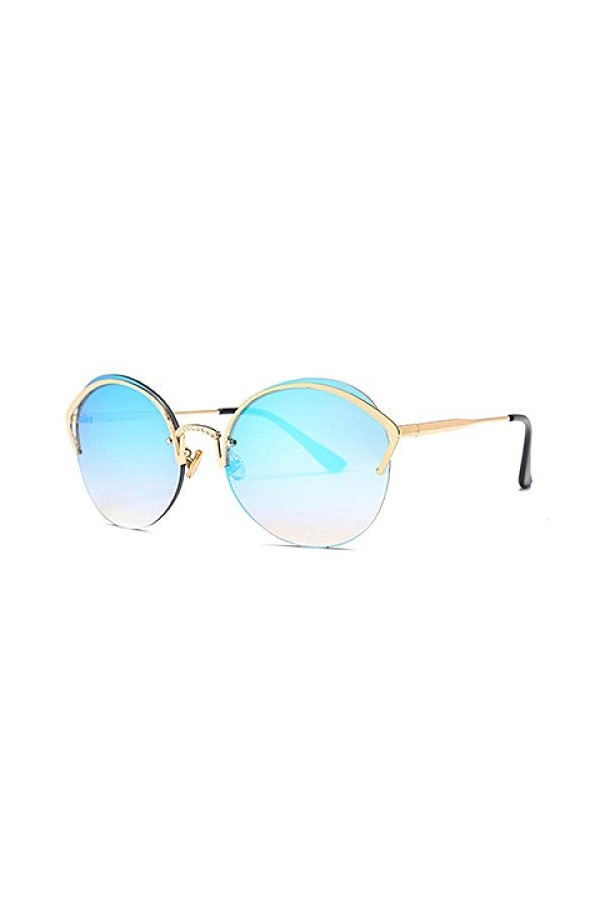 NIUASH Lunettes de Soleil polarisées Femmes Lunettes de Soleil Semi-sans Monture Diamant décoration Cadre Lunettes de Soleil 