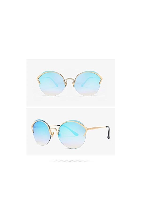 NIUASH Lunettes de Soleil polarisées Femmes Lunettes de Soleil Semi-sans Monture Diamant décoration Cadre Lunettes de Soleil 