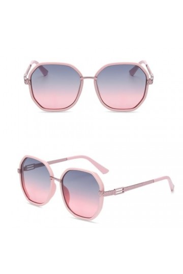 Lunettes de Soleil à Monture Ronde Femmes Hommes Lunettes de Soleil Dégradées BigFrame Irrégulières,Rose Gris Rose,Taille Uni