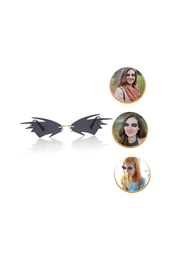 ABOOFAN 4Pcs Lunettes De Soleil Forme DAile Lunettes Disco Party Lunettes Chauve-Souris Aile Lunettes Lunettes Élégantes Hom
