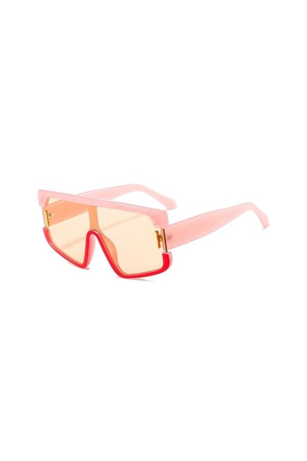 HPIRME Lunettes de Soleil Dégradées Surdimensionnées pour Femmes Lunettes de Soleil à Objectif Bouclier Rivet Grande Monture 
