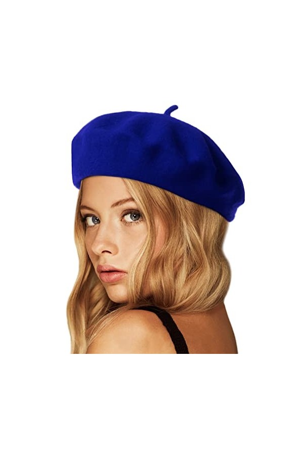 Wheebo Béret en laine, couleur unie, style français, pour femmes, filles, dames, vert menthe, Taille unique