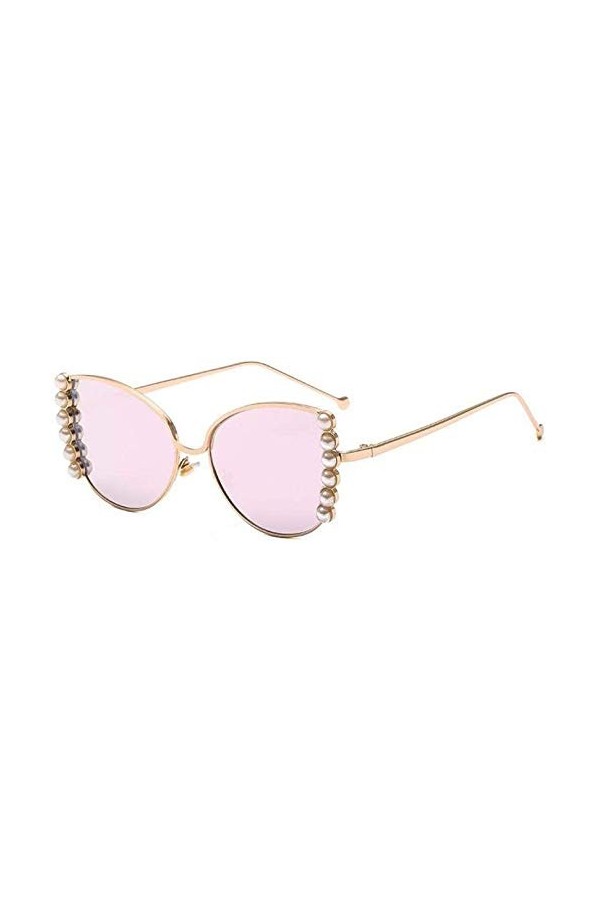 NIUASH Lunettes de Soleil Lunettes de Soleil Perle Dames surdimensionnées Lunettes de Soleil œil de Chat Femmes Grand Cadre e
