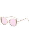 NIUASH Lunettes de Soleil Lunettes de Soleil Perle Dames surdimensionnées Lunettes de Soleil œil de Chat Femmes Grand Cadre e