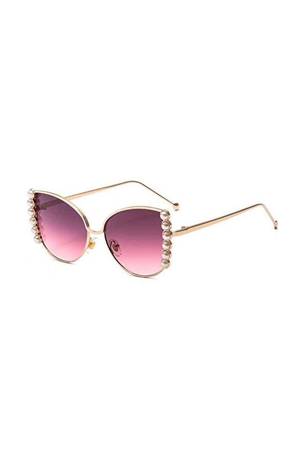 NIUASH Lunettes de Soleil Lunettes de Soleil Perle Dames surdimensionnées Lunettes de Soleil œil de Chat Femmes Grand Cadre e