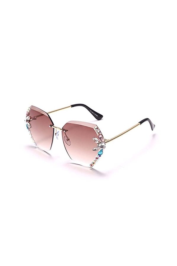 XINXIN Lunettes De Soleil en Diamant Masculin Et Femmes À Lunettes De Soleil sur Les Lunettes De Soleil en Métal sans Lanière