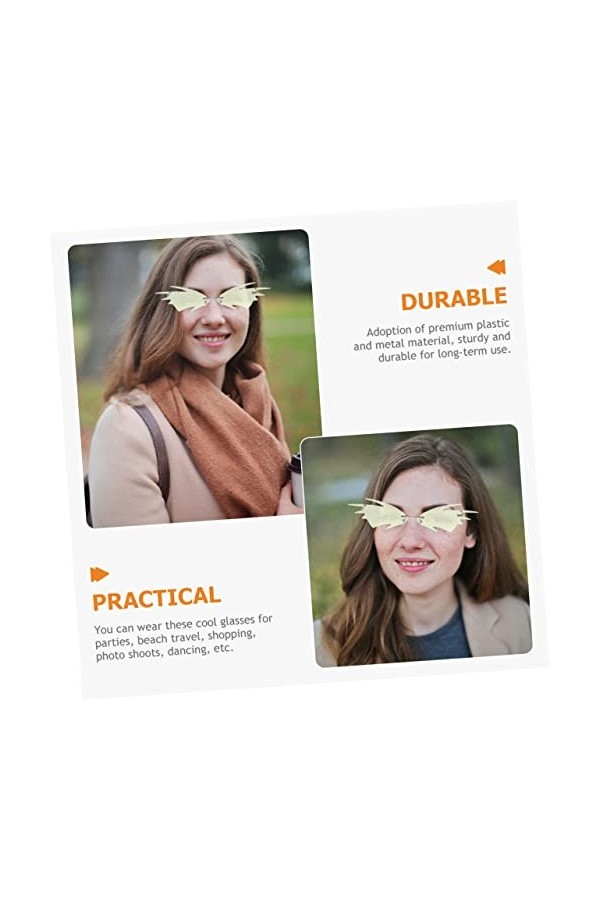 ABOOFAN 4 Pièces De Lunettes De Soleil Lunettes À La Mode Lunettes De Nuances Lunettes Élégantes Lunettes À Ailes De Chauve-S