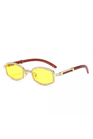 HCHES Lunettes de soleil strass femmes petit ovale Bling diamant lunettes de soleil hommes cadre femmes nuances, C04 jaune, t
