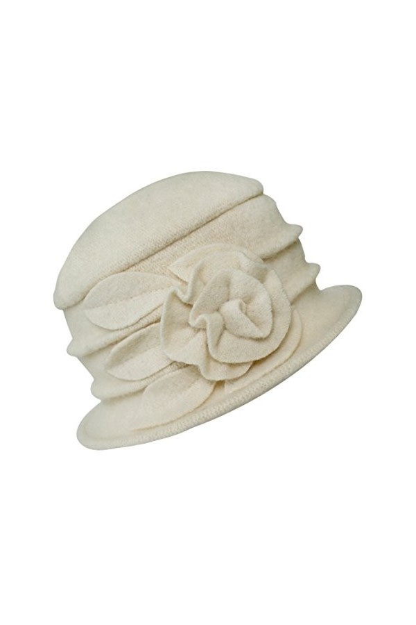 Urban GoCo Femme Elégante Printemps Chapeau Laine Casquette Vintage Fleur Béret Hiver Cloche 1 Rouge 