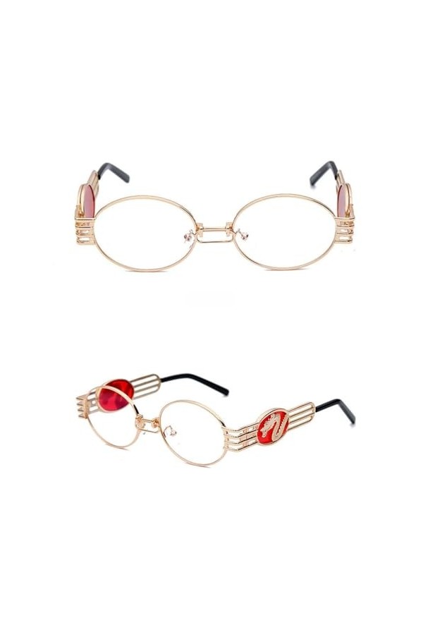 Lunettes de Soleil Ovales Hommes Lunettes de Soleil Punk Femmes Lunettes de Soleil Miroir Femmes UV400 Lunettes Nuances, C2,