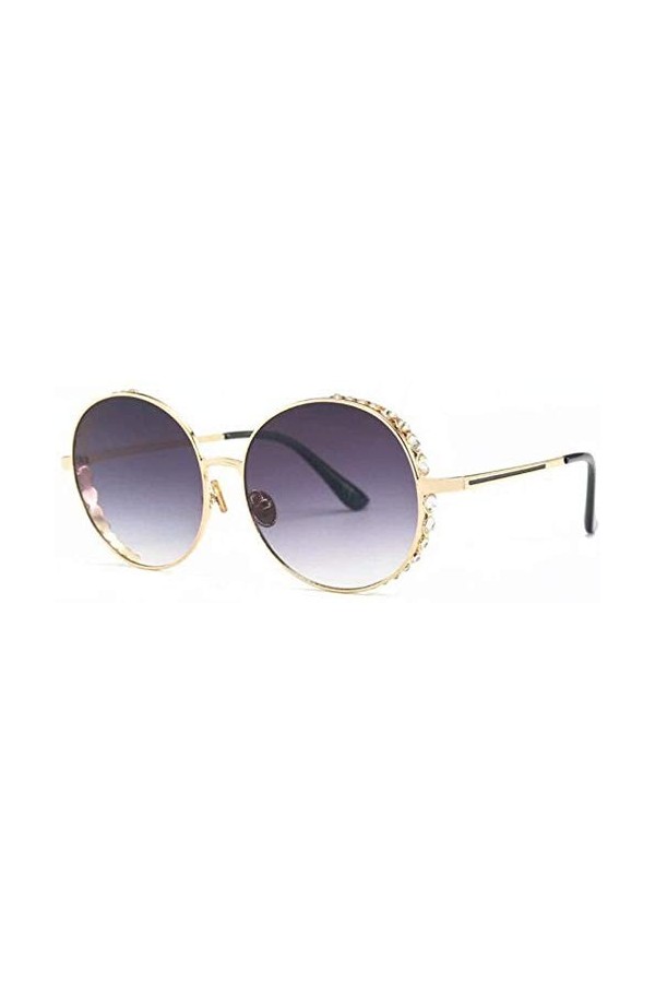 NIUASH Lunettes de Soleil polarisées Lunettes de Soleil Rondes surdimensionnées Femmes Uv400 rétro Cristal Cadre dégradé Lune