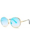 ZYIZEE Lunettes de Soleil Lunettes de Soleil Rondes surdimensionnées Femmes Uv400 rétro Cristal Cadre dégradé Lunettes de Sol