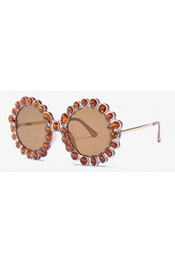 ZYIZEE Lunettes de Soleil Lunettes de Soleil Rondes en Cristal surdimensionnées Femmes Grandes Lunettes de Soleil Vertes Femm