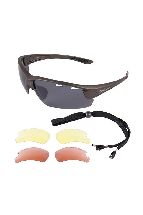 Rapid Eyewear LUNETTES DE SOLEIL PILOT ‘Cumolon’. Verres interchangeables. Pour hommes et femmes. Se conformer aux recommanda