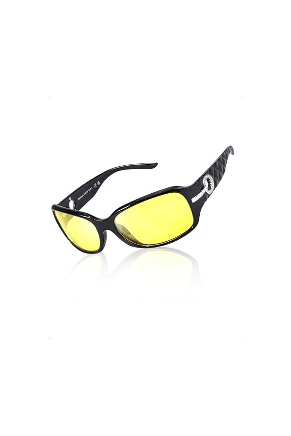 LVIOE Lunettes de conduite polarisées pour femme avec vision nocturne, Noir