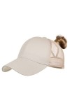 TMEOG Casquette de Baseball Femme, Casquettes de Baseball Ajustée Mesh Fille Queue De Cheval Casquette Chapeaux Kaki 