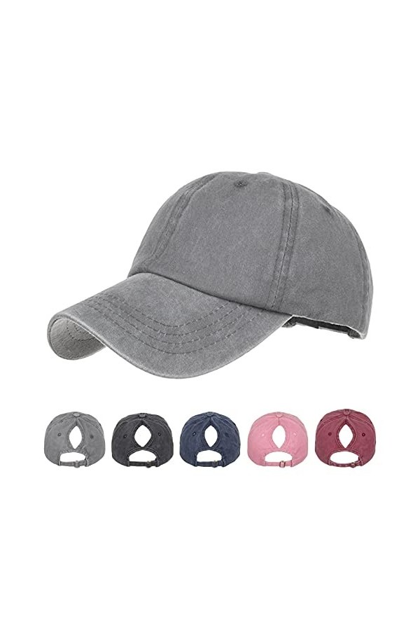 TMEOG Casquette de Baseball Femme, Casquettes de Baseball Ajustée Mesh Fille Queue De Cheval Casquette Chapeaux Kaki 