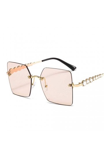 XDJ Lunettes de Soleil Mode sans Monture des Lunettes De Soleil, Énorme Nuances Anti-UV, Strass Tendance Métal Cadre De Lunet