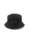 SOIMISS Chapeau de pêcheur à tête large pour femme - Pliable avec réversible - Noir - Taille Unique