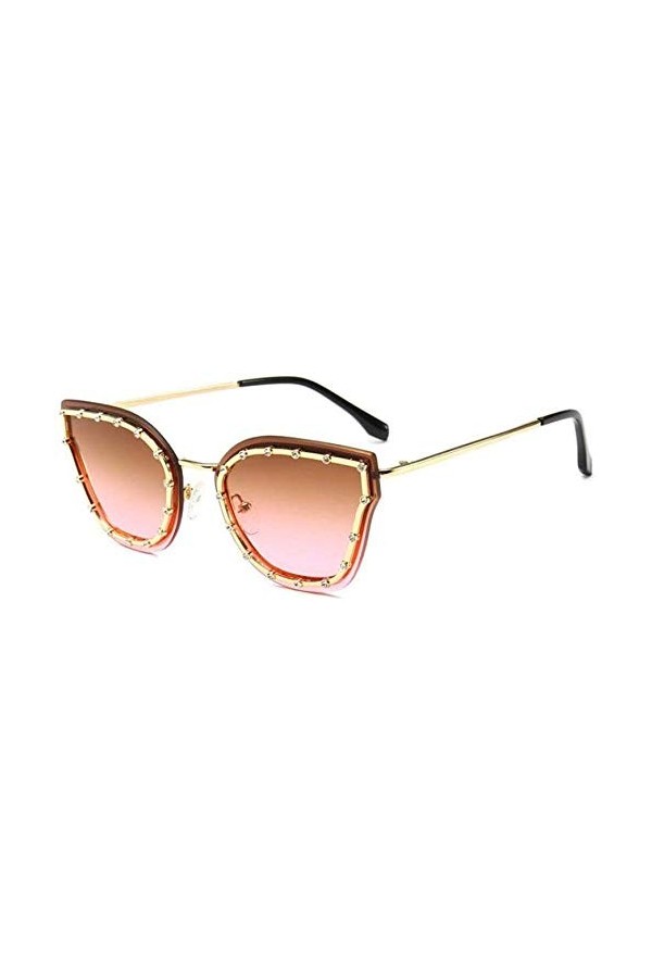 ZYIZEE Lunettes de Soleil Cat Eye Frame Vintage Lunettes De Soleil pour Femmes Métal Réfléchissant Cristal Lunettes De Soleil