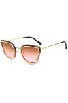 ZYIZEE Lunettes de Soleil Cat Eye Frame Vintage Lunettes De Soleil pour Femmes Métal Réfléchissant Cristal Lunettes De Soleil