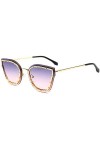 ZYIZEE Lunettes de Soleil Cat Eye Frame Vintage Lunettes De Soleil pour Femmes Métal Réfléchissant Cristal Lunettes De Soleil