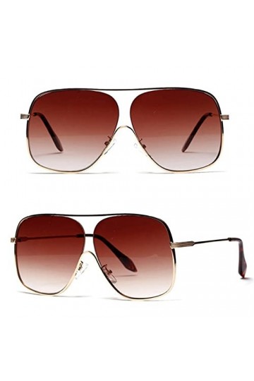 HPIRME Lunettes de soleil carrées surdimensionnées pour femmes, lunettes de soleil demi-monture en métal pour hommes, lunette