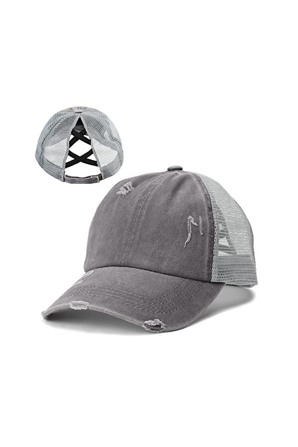 TAGVO Casquette de Baseball Femme Chapeau de Baseball Queue de Cheval été Mixte Réglable Mesh Trucker Baseball Hat pour Runni