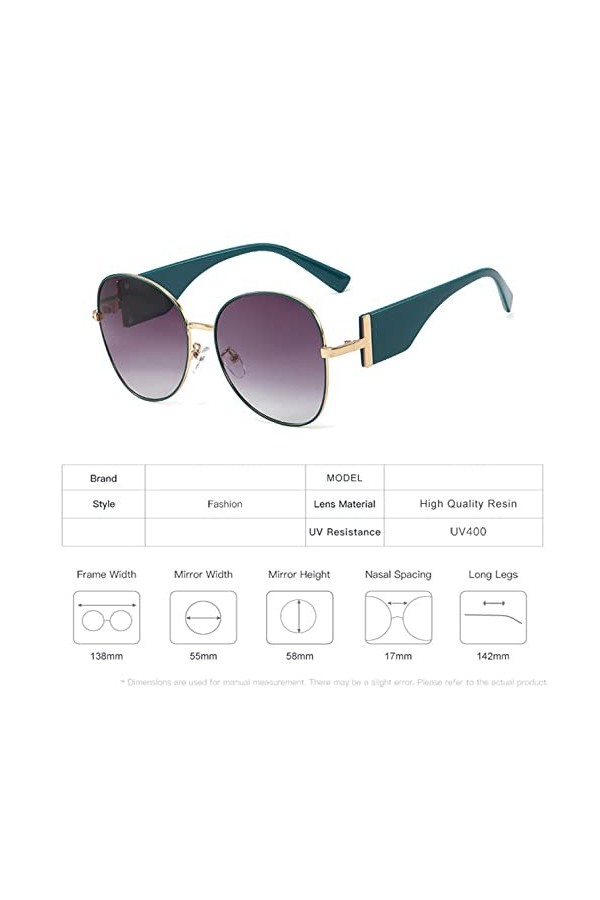 HCHES Lady Vintage lunettes de soleil rondes femmes rétro miroir lunettes de soleil Lady Shade lunettes de soleil UV400, 1, t