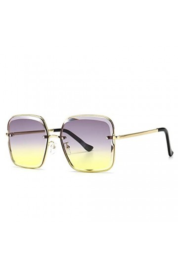 HPIRME Lunettes de soleil carrées surdimensionnées femmes lunettes de soleil en métal dégradé vintage pour femme UV400, 4, ta