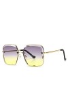 HPIRME Lunettes de soleil carrées surdimensionnées femmes lunettes de soleil en métal dégradé vintage pour femme UV400, 4, ta