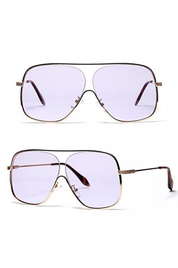 HPIRME Lunettes de soleil carrées surdimensionnées pour femmes, lunettes de soleil demi-monture en métal pour hommes, lunette